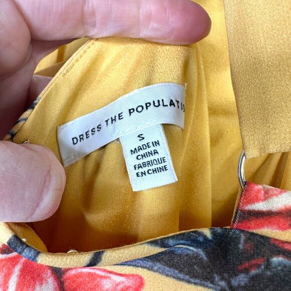 Dress The Population Brenna Canary Multi Yellow Floral Sheath Maxi Dress Small - Picture 10 of 13